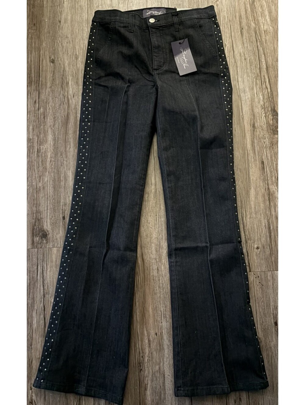 NWT Women’s NYDJ Sz 4 Dark Wash Embellished Flared Leg Y2K